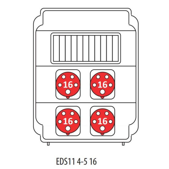 Будівельний щиток живлення ETI 004483303 з роз'ємами EDS11 4-5 16 16 (Роз'єм 16A/5P-4 АВ: C16/3-3)