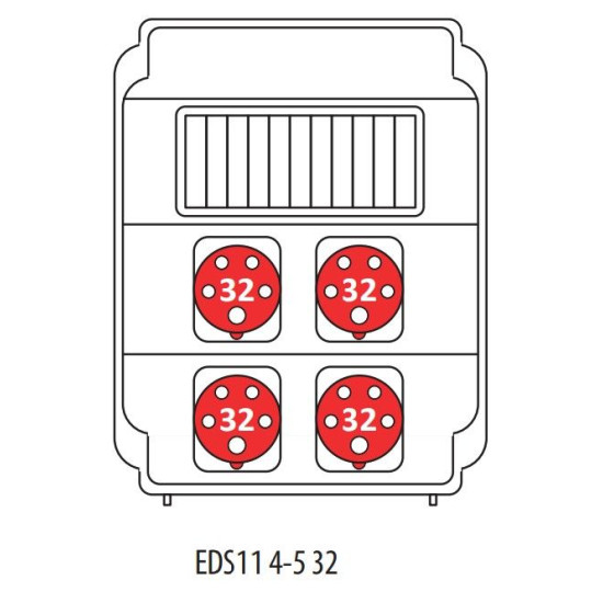 Будівельний щиток живлення ETI 004483304 з роз'ємами EDS11 4-5 32 32 (Роз'єм 32A/5P-4 АВ: C32/3-3)