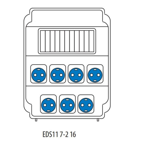 Будівельний щиток живлення ETI 004483308 з роз'ємами EDS11 7-2 16 16 (Schuko-7 АВ: C16/1-7)