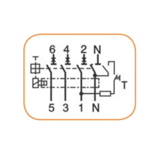Диференціальний автомат ETI 002174002 KZS-4M 3p+NB 10/0.03 тип AC (6kA)