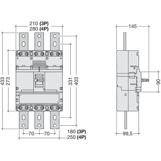 Корпусний роз'єднувач Hager HCE801H h1000 In=800А 4P