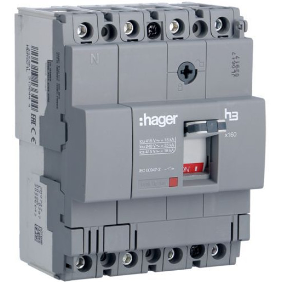 Автоматичний вимикач Hager HDA017L x160 In=16А 4P 18кА
