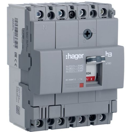 Автоматичний вимикач Hager HDA041L x160 In=40А 4P 18кА