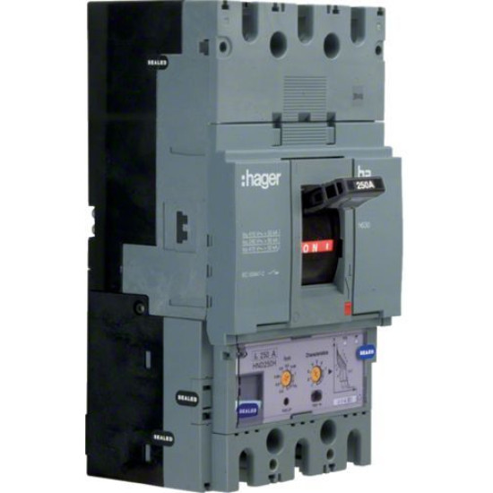 Автоматичний вимикач Hager HED250H h630 In=250А 3P 70кА LSI