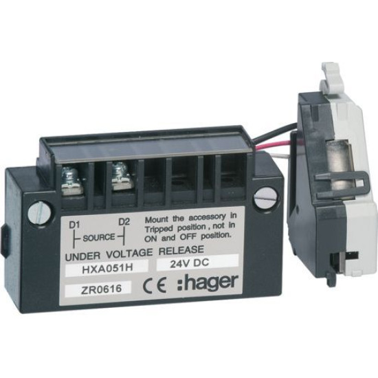 Розчіплювач мінімальної напруги Hager HXA051H з витримкою x250 24В DC