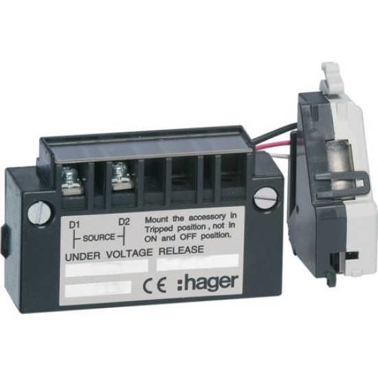 Розчіплювач мінімальної напруги Hager HXA055H з витримкою x250 380-415В АС