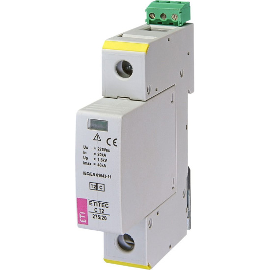Обмежувач перенапруги ETI 002440394 ETITEC C T2 275/20 (1+0) 1p RC