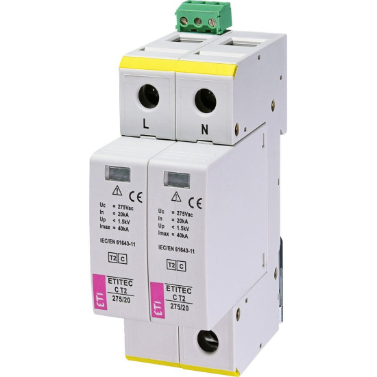 Обмежувач перенапруги ETI 002440398 ETITEC C T2 275/20 (2+0) 2p RC