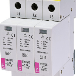 Обмежувач перенапруги ETI 002440399 ETITEC C T2 275/20 (3+0) 3p