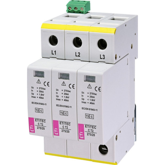 Обмежувач перенапруги ETI 002440400 ETITEC C T2 275/20 (3+0) 3p RC