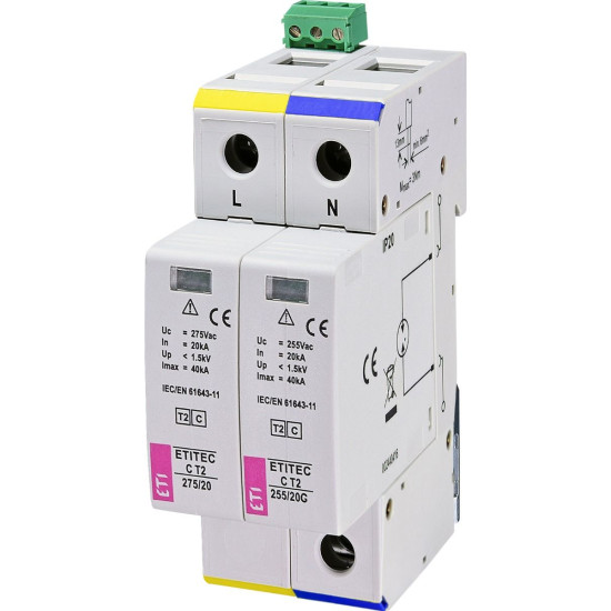 Обмежувач перенапруги ETI 002440402 ETITEC C T2 275/20 (1+1) 2p RC