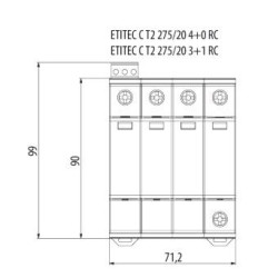 Обмежувач перенапруги ETI 002440404 ETITEC C T2 275/20 (3+1) 4p RC