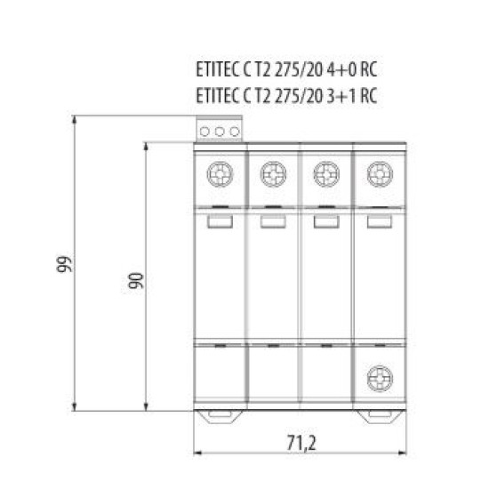 Обмежувач перенапруги ETI 002440404 ETITEC C T2 275/20 (3+1) 4p RC