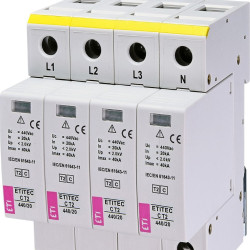 Обмежувач перенапруги ETI 002440408 ETITEC C T2 440/20 (4+0) 4p RC