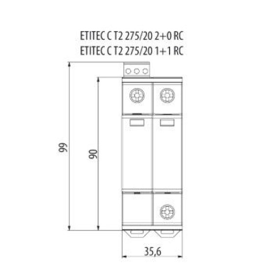 Обмежувач перенапруги ETI 002440409 ETITEC C T2 440/20 (2+0) 2p