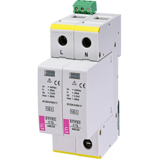 Обмежувач перенапруги ETI 002440410 ETITEC C T2 440/20 (2+0) 2p RC
