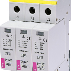 Обмежувач перенапруги ETI 002440412 ETITEC C T2 440/20 (3+0) 3p RC