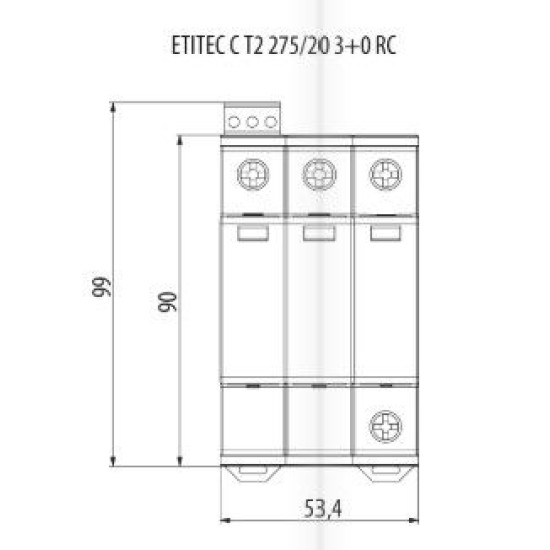 Обмежувач перенапруги ETI 002440412 ETITEC C T2 440/20 (3+0) 3p RC