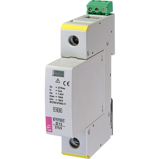 Обмежувач перенапруги ETI 002440418 ETITEC D T3 275/3 (1+0) 1p RC