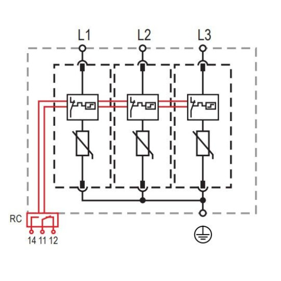 Обмежувач перенапруги ETI 002440504 ETITEC M T12 300/7 (3+0 3p TNC)