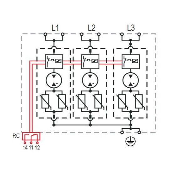 Обмежувач перенапруги ETI 002440560 ETITEC SM T12 300/25 (3+0 6p TNC)