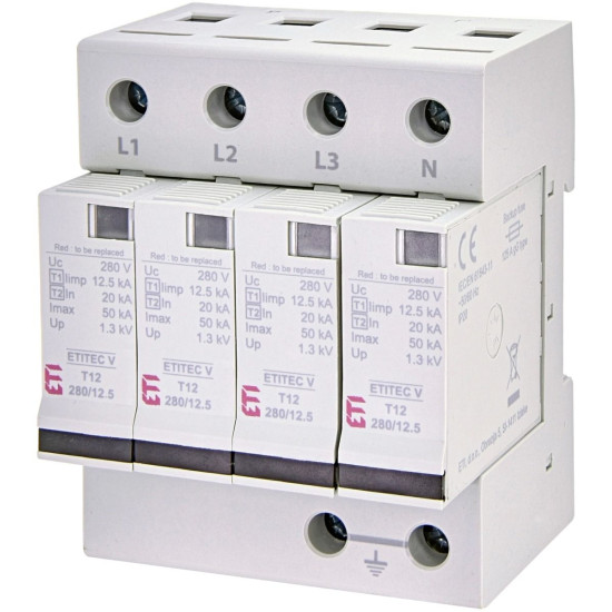 Обмежувач перенапруги ETI 002442907 ETITEC V T12 280/12.5 (4+0)