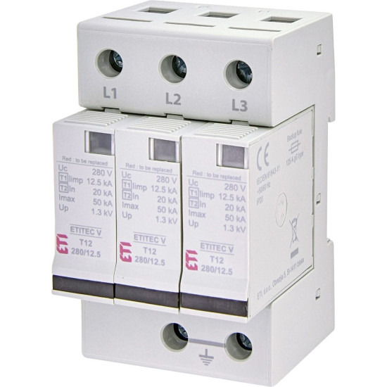 Обмежувач перенапруги ETI 002442915 ETITEC V T12 280/12.5 (3+0) RC