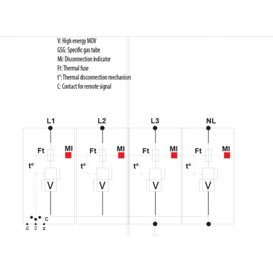 Обмежувач перенапруги ETI 002442917 ETITEC V T12 280/12.5 (4+0) RC