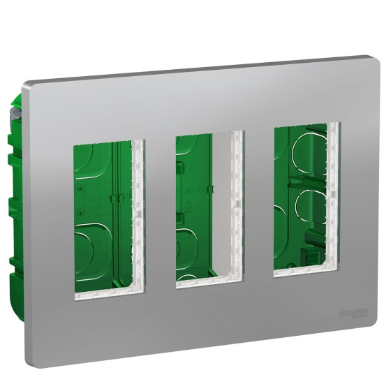 Вбудована коробка Schneider Electric NU173430 Unica System+ 3х2 (алюміній)