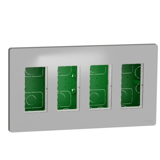 Встановлювальна коробка Schneider Electric NU174430 Unica System+ 4х2 (алюміній)