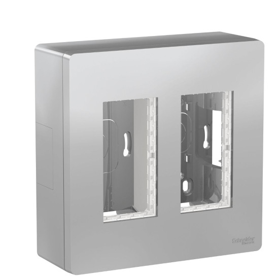 Накладна коробка Schneider Electric NU122430 Unica System+ 2х2 (алюміній)