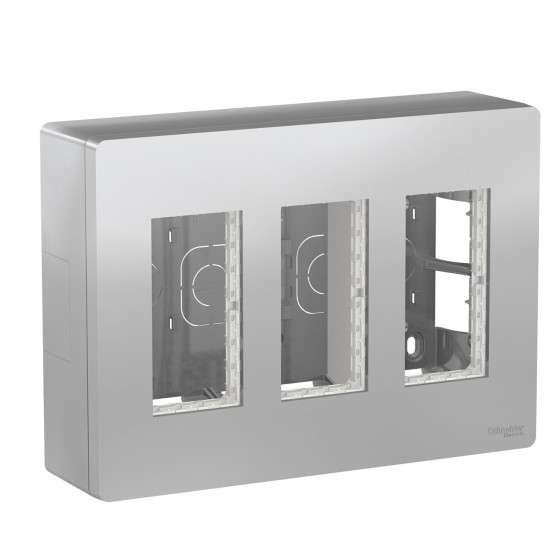 Накладна коробка Schneider Electric NU123430 Unica System+ 3х2 (алюміній)