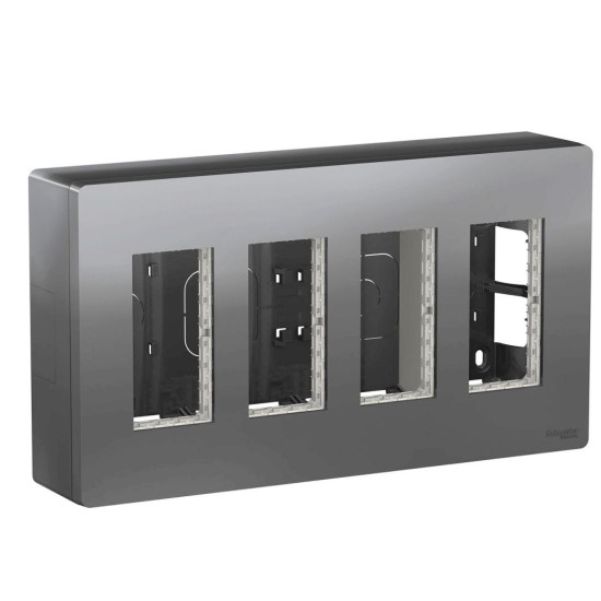 Накладна коробка Schneider Electric NU124430 Unica System+ 4х2 (алюміній)