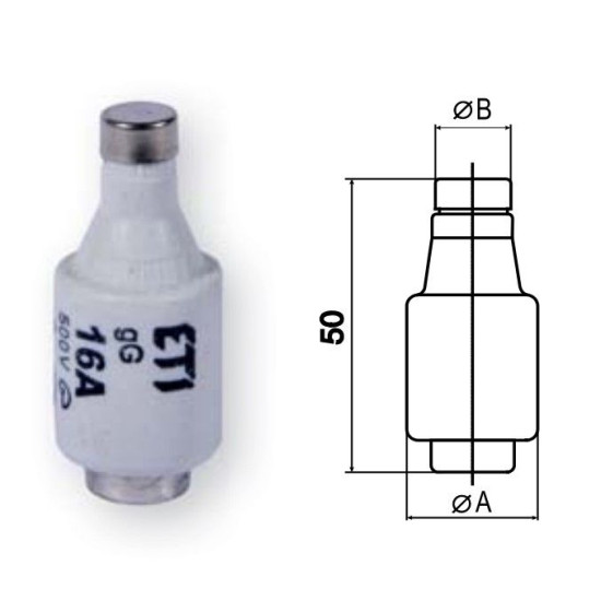 Запобіжник ETI 002312105 D II DZ 16A/500V