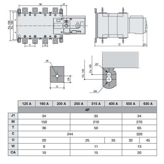 Корпусний перемикач Hager HIB412M з мотоприводом I-0-II 4P 125А