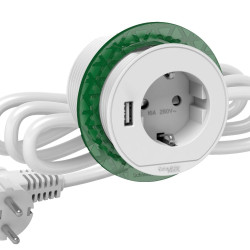 Розетковий блок Schneider Electric INS44004 (2К+З)+USB тип А (білий), що вбудовується в стіл.
