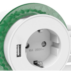 Розетковий блок Schneider Electric INS44004 (2К+З)+USB тип А (білий), що вбудовується в стіл.