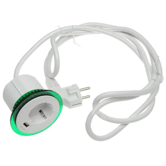 Розетковий блок Schneider Electric INS44004 (2К+З)+USB тип А (білий), що вбудовується в стіл.