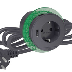 Розетковий блок Schneider Electric INS44005 (2К+З)+USB тип А (антрацит), що вбудовується в стіл.