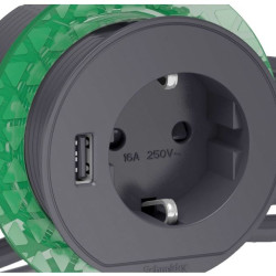 Розетковий блок Schneider Electric INS44005 (2К+З)+USB тип А (антрацит), що вбудовується в стіл.