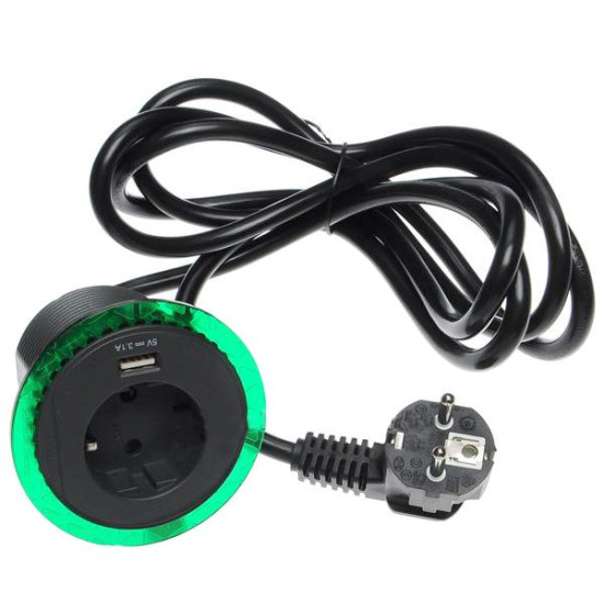 Розетковий блок Schneider Electric INS44005 (2К+З)+USB тип А (антрацит), що вбудовується в стіл.