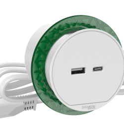 Розетковий блок Schneider Electric INS44008, що вбудовується в стіл, USB тип А+тип С (білий)
