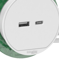 Розетковий блок Schneider Electric INS44008, що вбудовується в стіл, USB тип А+тип С (білий)