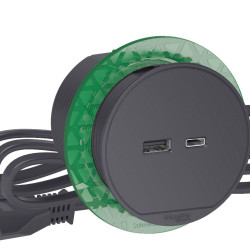 Розетковий блок Schneider Electric INS44009, що вбудовується в стіл, USB тип А+тип С (антрацит)