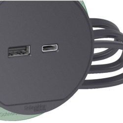Розетковий блок Schneider Electric INS44009, що вбудовується в стіл, USB тип А+тип С (антрацит)