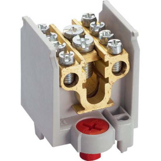 Клема Hager K65 1-полюсна 4 відводи перетину до 16/25мм² розмір 40x44x440мм