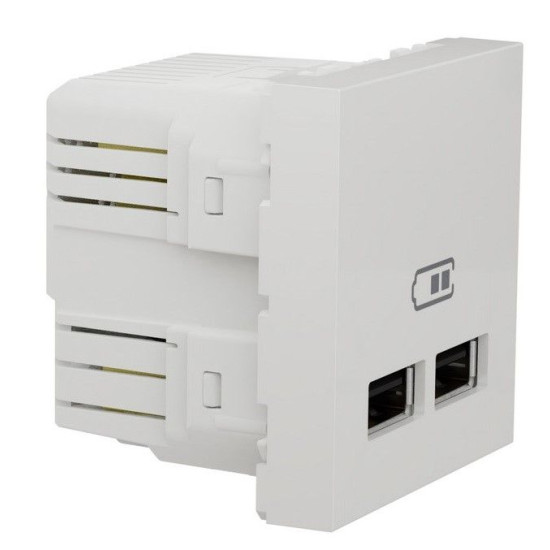 Подвійна USB розетка Schneider Electric NU341818 2.1А 2М (біла)