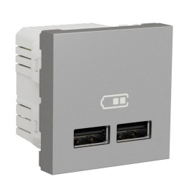 Подвійна USB розетка Schneider Electric NU341830 2.1А 2М (алюміній)