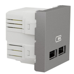 Подвійна USB розетка Schneider Electric NU341830 2.1А 2М (алюміній)
