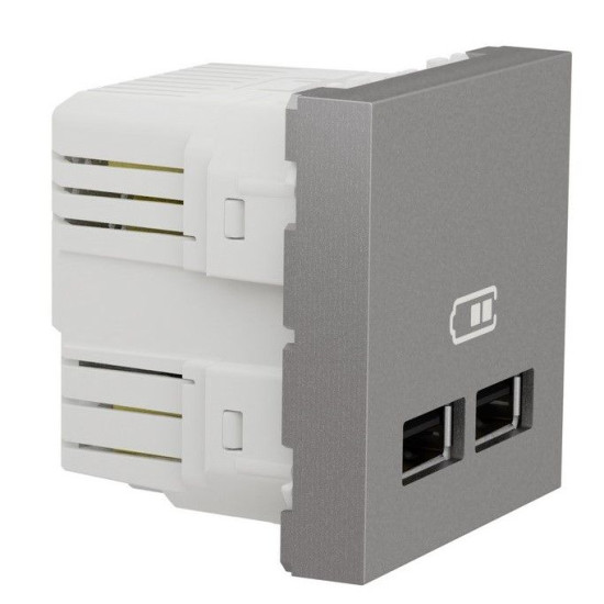 Подвійна USB розетка Schneider Electric NU341830 2.1А 2М (алюміній)